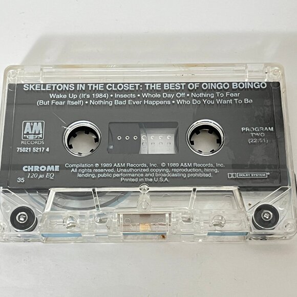 Skeletons In The Closet The Best Of Oingo Boingo Cassette Tape 1989 A&M Records - Picture 5 of 6
